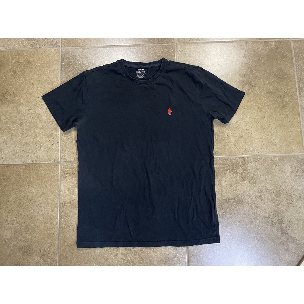 Polo Ralph Lauren Men's Sz L Black Crew Neck Short Sleeve Solid Logo T-Shirt